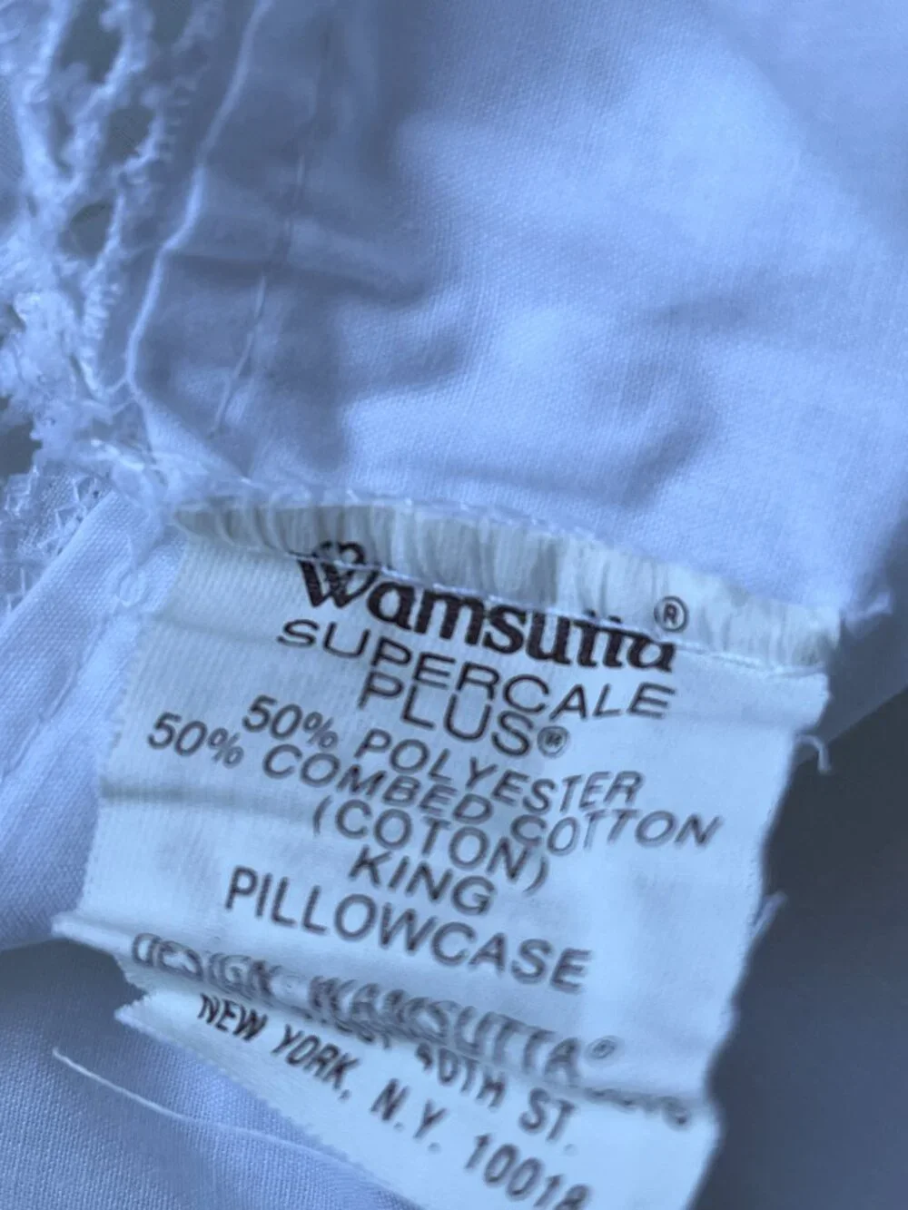 Wamsutta Supercale white lace pillowcases lot of 2 vintage 80 cottagecore